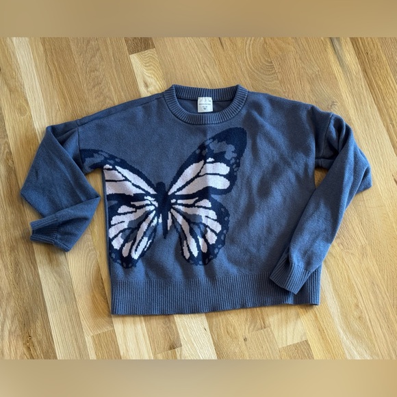 Abercrombie Kids Girls Gray/Blue Sweater with Butterfly Design Size 11/12 - Picture 1 of 3
